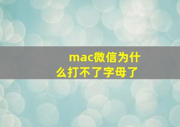 mac微信为什么打不了字母了