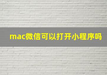 mac微信可以打开小程序吗