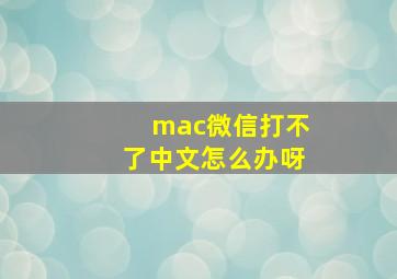 mac微信打不了中文怎么办呀