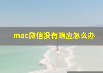 mac微信没有响应怎么办