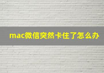 mac微信突然卡住了怎么办