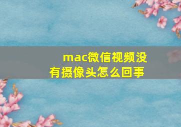 mac微信视频没有摄像头怎么回事