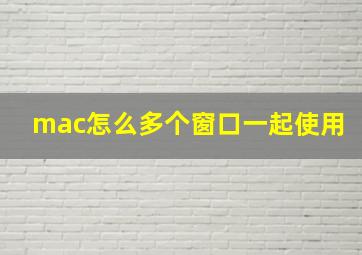 mac怎么多个窗口一起使用