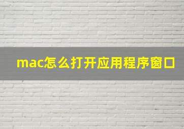 mac怎么打开应用程序窗口