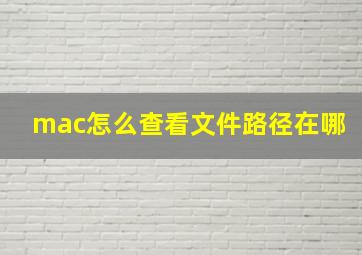 mac怎么查看文件路径在哪