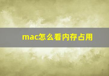 mac怎么看内存占用