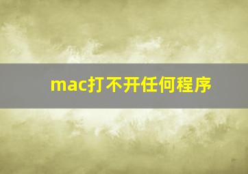 mac打不开任何程序