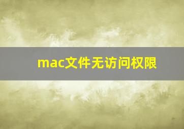 mac文件无访问权限