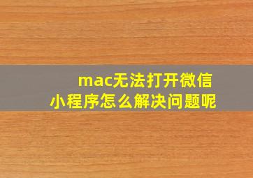 mac无法打开微信小程序怎么解决问题呢