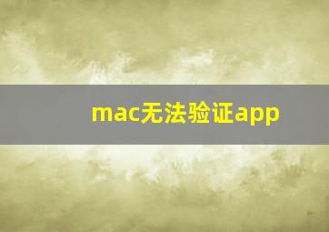 mac无法验证app