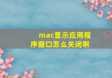 mac显示应用程序窗口怎么关闭啊