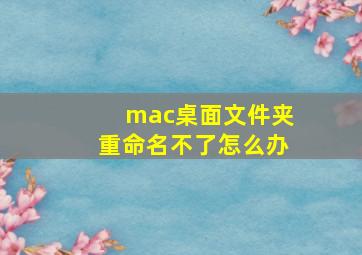 mac桌面文件夹重命名不了怎么办