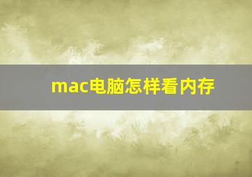 mac电脑怎样看内存