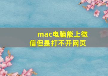 mac电脑能上微信但是打不开网页