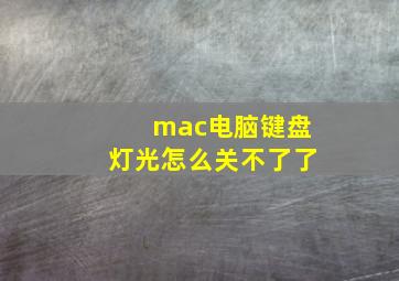 mac电脑键盘灯光怎么关不了了