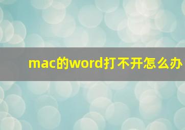 mac的word打不开怎么办