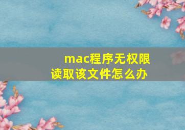 mac程序无权限读取该文件怎么办