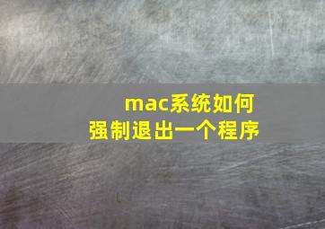 mac系统如何强制退出一个程序