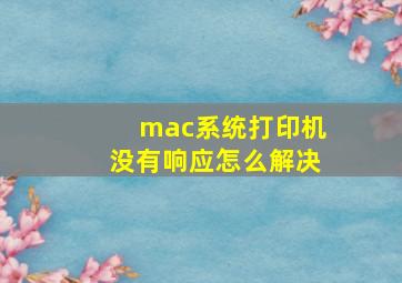 mac系统打印机没有响应怎么解决