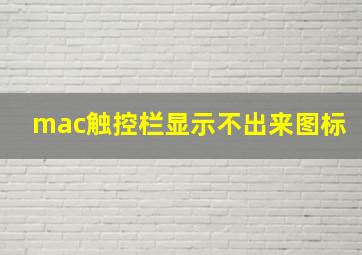 mac触控栏显示不出来图标