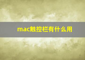 mac触控栏有什么用