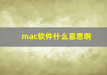 mac软件什么意思啊