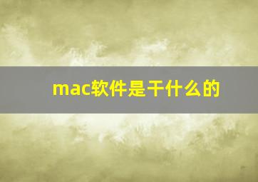 mac软件是干什么的