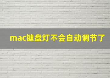 mac键盘灯不会自动调节了