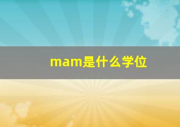 mam是什么学位