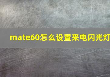 mate60怎么设置来电闪光灯