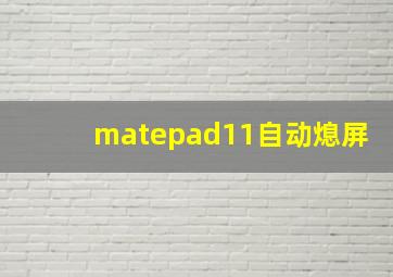 matepad11自动熄屏