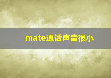 mate通话声音很小