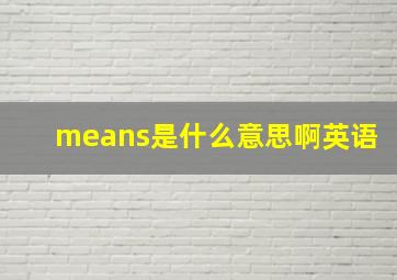 means是什么意思啊英语