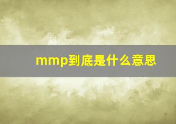 mmp到底是什么意思