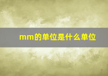 mm的单位是什么单位