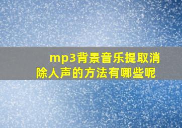 mp3背景音乐提取消除人声的方法有哪些呢