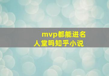 mvp都能进名人堂吗知乎小说