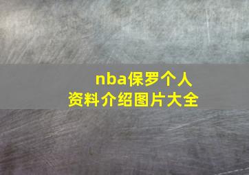 nba保罗个人资料介绍图片大全