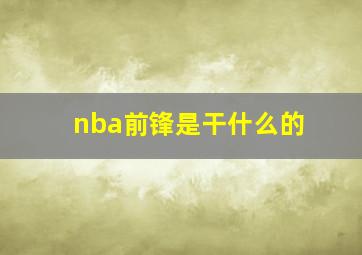 nba前锋是干什么的