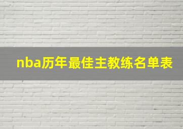 nba历年最佳主教练名单表