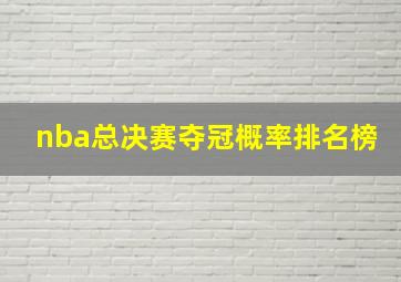 nba总决赛夺冠概率排名榜