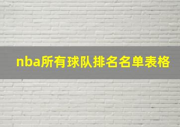 nba所有球队排名名单表格