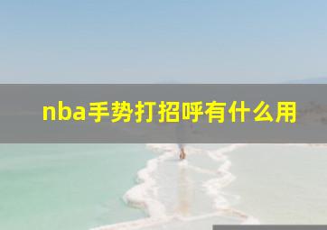 nba手势打招呼有什么用