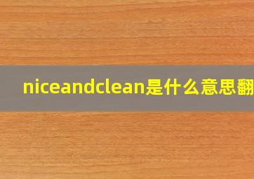 niceandclean是什么意思翻译