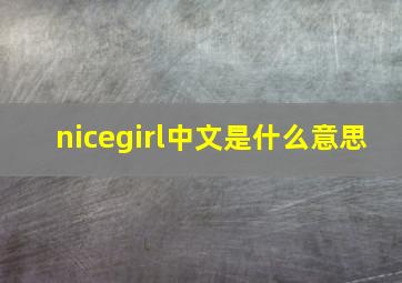 nicegirl中文是什么意思