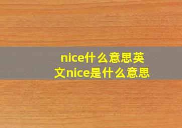 nice什么意思英文nice是什么意思