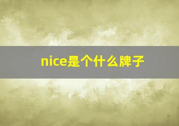 nice是个什么牌子