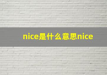 nice是什么意思nice