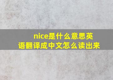 nice是什么意思英语翻译成中文怎么读出来