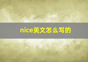 nice英文怎么写的